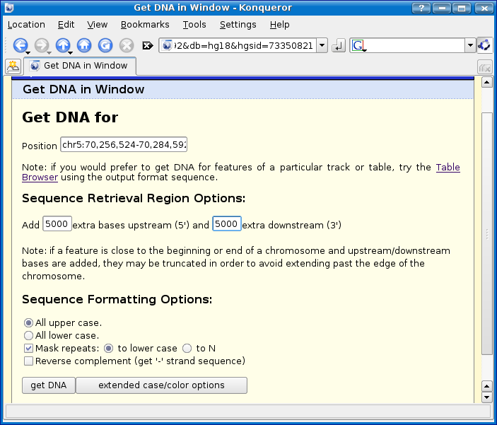 Genome Browser - SMN1 (human) - Get DNA